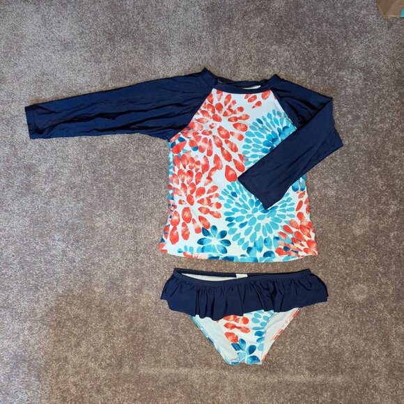 *3 FOR $9* 3/4 Sleeve Rash Guard 2 Piece Swimsuit Swimming Suit Swim Top Shirt - Picture 1 of 2